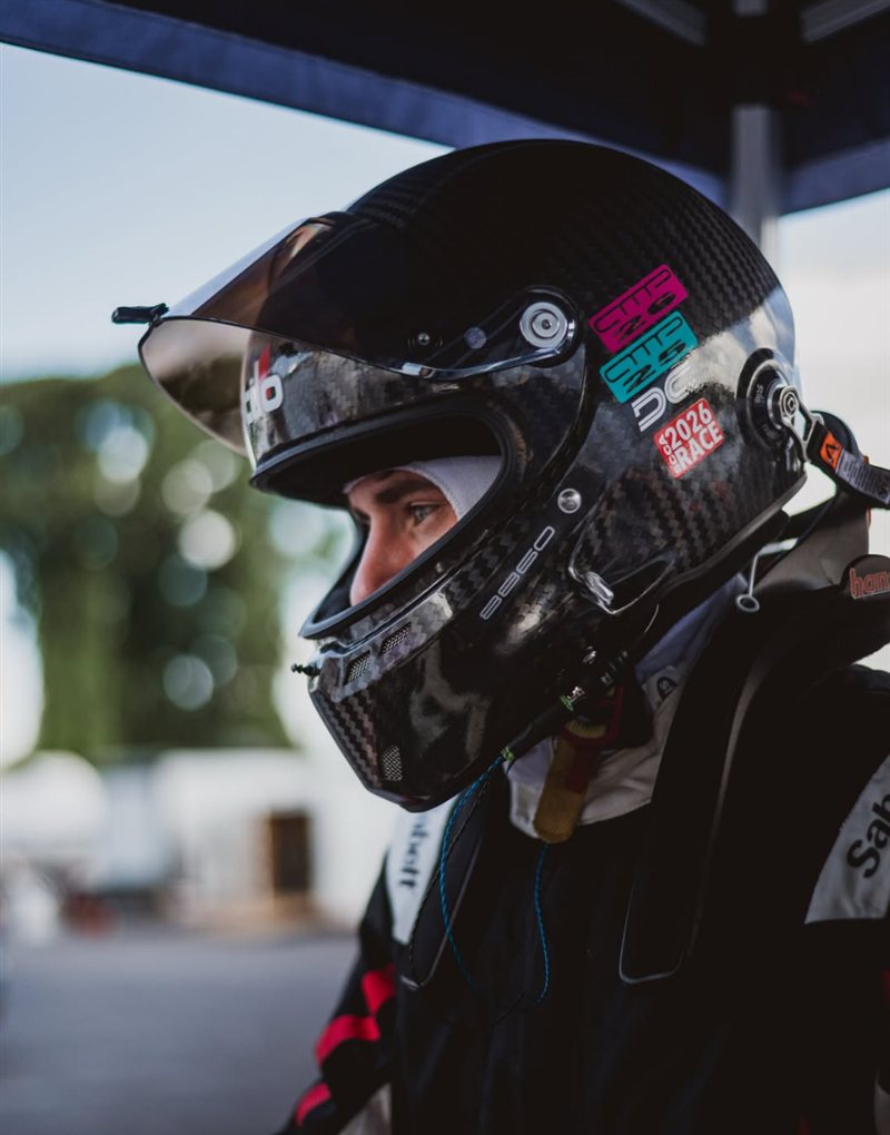 Liam Epple in his carbon helmet